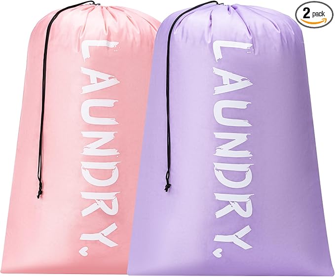 2 Pack XL Travel Laundry Bag, Machine Washable Dirty Clothes Organizer by Unknown