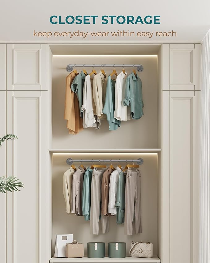 OROPY Industrial Pipe Clothes Rack Wall Mounted Set of 2, 38.4 inches Heavy - Image 8