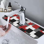 Grey Black White Plaid Square Red 15" X 5.5" Kitchen Sink Splash Guard Faucet - Image 7