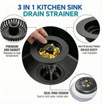 Kitchen Sink Stopper, 3 in 1 Pop Up Kitchen Sink Drain Strainer, - Image 7