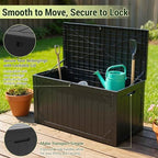TARKARI 100 Gallon Lockable Resin Deck Box, Waterproof & UV-Resistant Outdoor Storage Box for Outdoor Cushion Storage, Garden Tools & Pool Accessories Storage, Black - Image 4