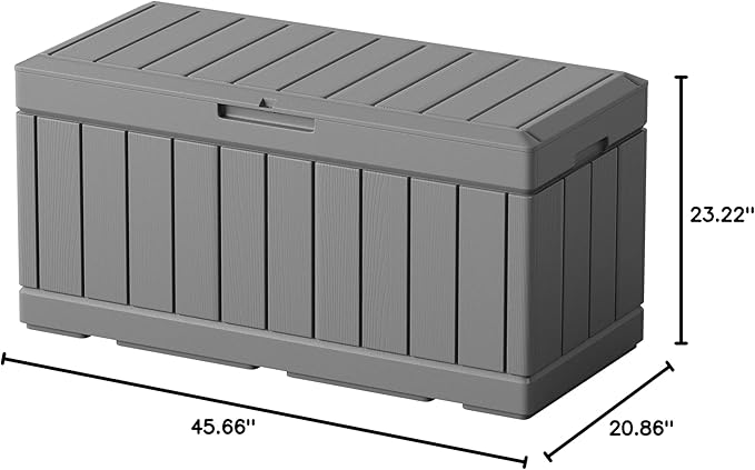 Greesum Outdoor Storage Box 82 Gallon Storage Bin with Lid for Patio Furniture, Garden Tools, Pool Supplies, Waterproof and UV Resistant, Lockable, Gray - Image 8
