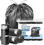 Small Trash Bags Drawstring 120 Count, JUKFITA Extra Strong 4 Gallon Garbage by JUKFITA