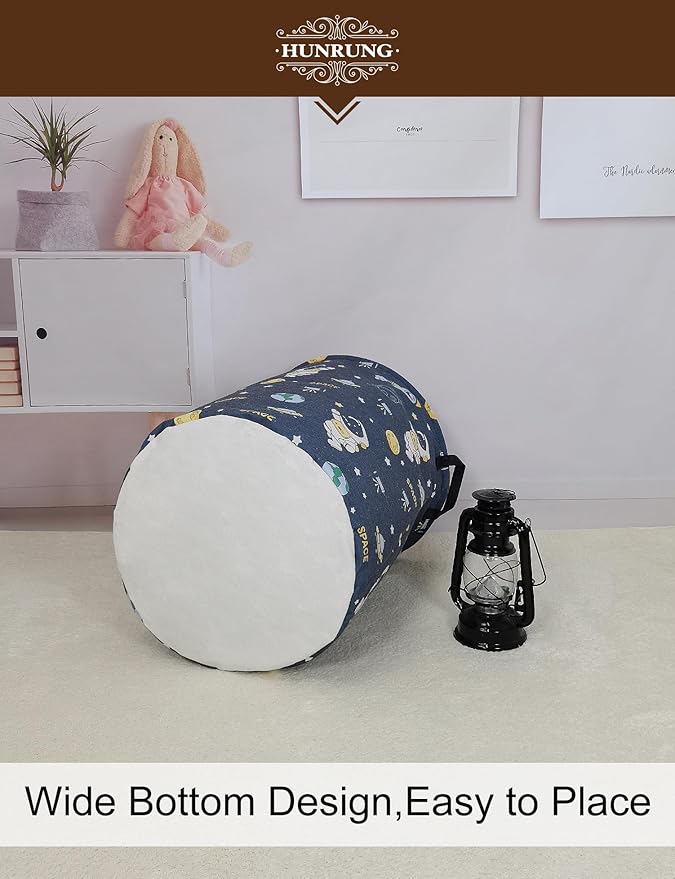 HUNRUNG Laundry Hamper, Large Canvas Fabric Lightweight Storage Basket Toy - Image 4