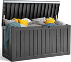 90 Gallon Resin Deck Box, Lockable Patio Outdoor Storage Box for Furniture, Garden Tools and Tools Storage, Waterproof Outside Storage Box - Black by OutdoorLivingPerfected