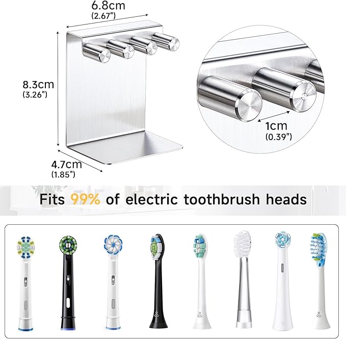 Electric Toothbrush Head Holder, Electric Tooth Brush Holder Desktop or Adhesive - Image 9
