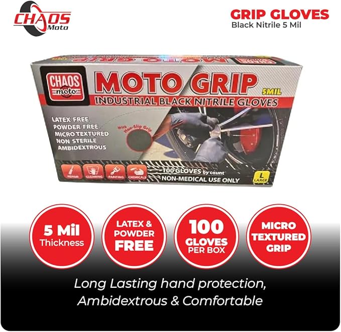 Grip Black Nitrile Gloves 5mil Latex-Free, Powder-Free, Micro-Textured - Image 4