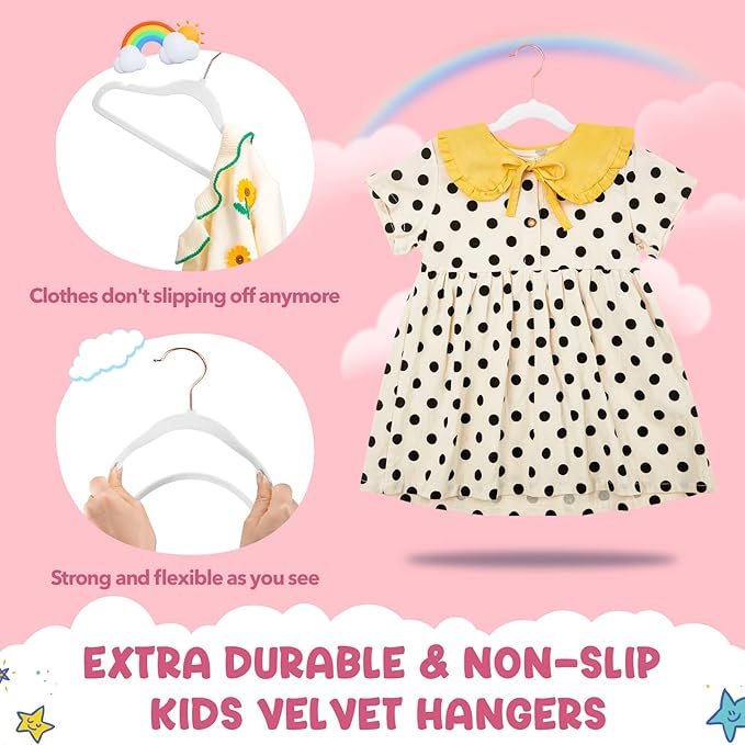 HOUSE DAY Velvet Kids Hangers 60 Pack, Premium Childrens Hangers - Image 3