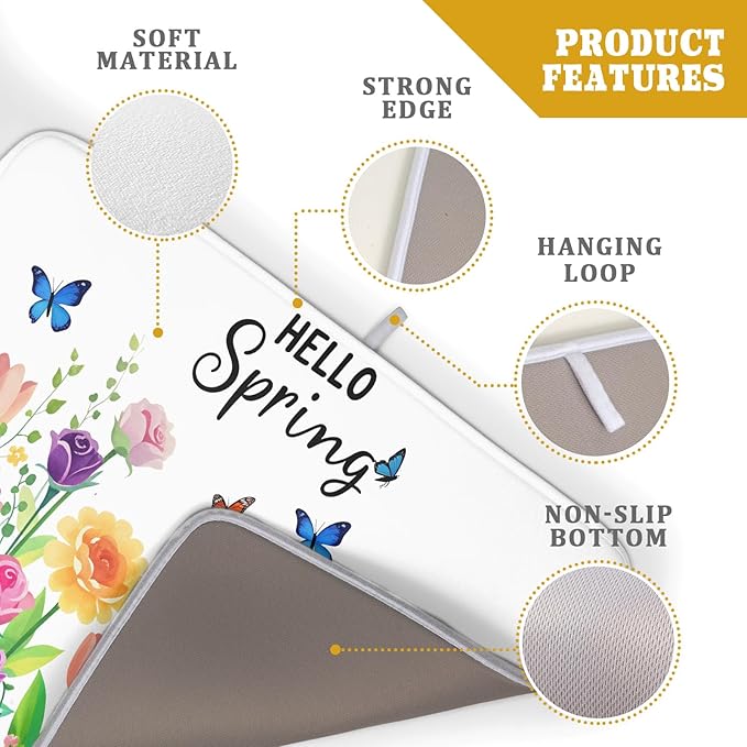 Hello Spring Flowers Green Dish Drying Mat 18 x 24 Inch - Image 4