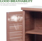 Outdoor Storage Cabinet & Potting Bench Table with Metal Top, Wooden Patio Furniture, Garden Workstation (Dark Brown, 36x31x17in) - Image 6
