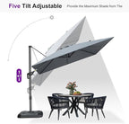 PURPLE LEAF 9 Feet Patio Umbrella with Base Outdoor Cantilever Square Umbrella Aluminum Offset Umbrella with 360-degree Rotation for Garden Deck Pool Patio Light Grey - Image 7