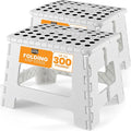 Utopia Home Folding Step Stool with Handle – 9 Inch Anti Slip Collapsible Stool – Holds Up to 300 lbs – Sturdy Plastic Step Stool Foldable for Kitchen, Bathroom and Home Use (2-Pack, White) by UTOPIAHOME