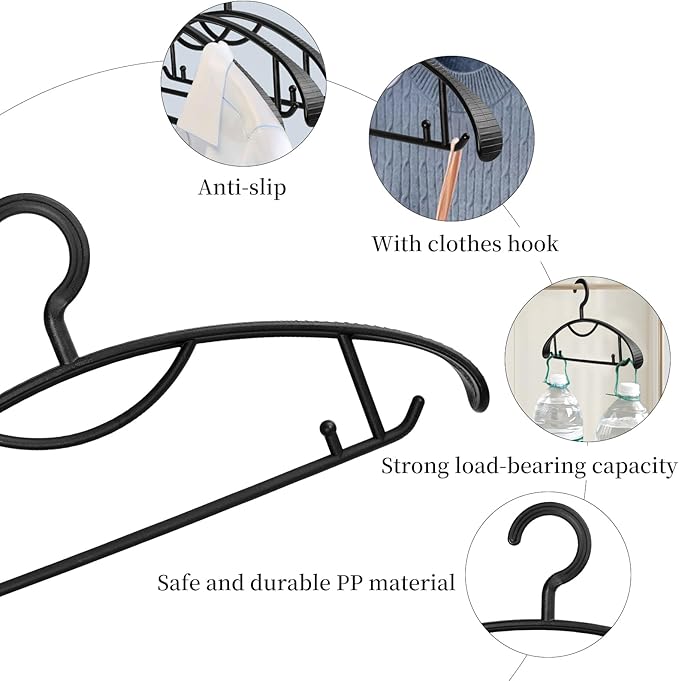 Plastic Clothes Hanger, Extra Thick Plastic Wide Shoulder Adult Slip Resistant - Image 5