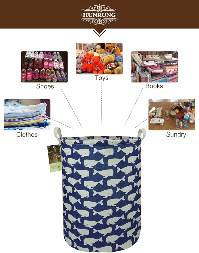 HUNRUNG Laundry Hamper, Large Canvas Fabric Lightweight Storage Basket Toy - Image 4