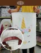 HUNRUNG Laundry Hamper, Large Canvas Fabric Lightweight Storage Basket Toy - Image 4