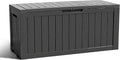 ROJIK Outdoor Storage Housing Deck Box - Waterproof Patio Furniture, Garden Tools, Cushions, Pool Accessories Storage Bench with Lockable Lid and Side Handles (Black 76 Gal) by ROJIK