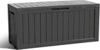 ROJIK Outdoor Storage Housing Deck Box - Waterproof Patio Furniture, Garden Tools, Cushions, Pool Accessories Storage Bench with Lockable Lid and Side Handles (Black 76 Gal) by ROJIK