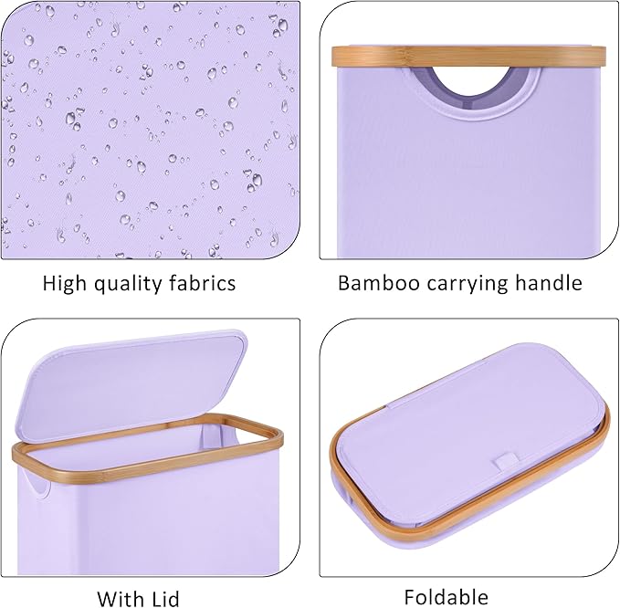 Slim Laundry Basket, 60L Laundry Hamper - Image 2