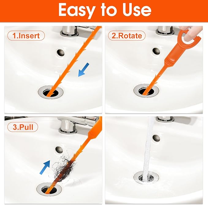 Huryfox Drain Clog Remover Tool- 12 Pack 20 Inch Length Drain Cleaner Sticks - Image 4