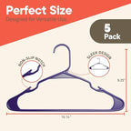 Purple Plastic Hangers 5 Pack– Heavy-Duty Plastic Hangers Slim and Space-Saving - Image 2