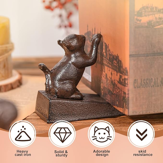 Sungmor Heavy Duty Cast Iron Cat Door Stops | Decorative Cute Animal Statue - Image 7
