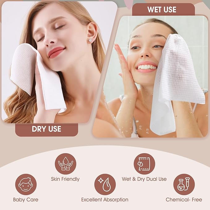 Disposable Face Towel Cloth Thicker Large Size 10"X12"Face Towelettes Disposable - Image 6