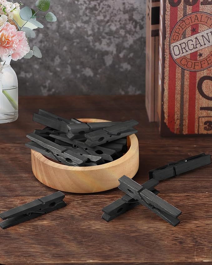 100 Pack Black Clothespins 2.9 Inch, Heavy-Duty Wood Rust-Resistant Clothes Pins - Image 5