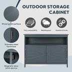 HIPS All-Weather Outdoor Storage Cabinet,Outdoor Sideboard with Magnetic Doors,3-Shelves Patio Storage Cabinet, Used for Garden,Buffet Cabinet,TV Stand, Bar Table,Balcony - Image 4