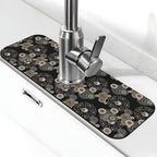 Paisley Mandala Brown And Black Floral Kitchen Sink Splash Guard Faucet Mat by Unknown