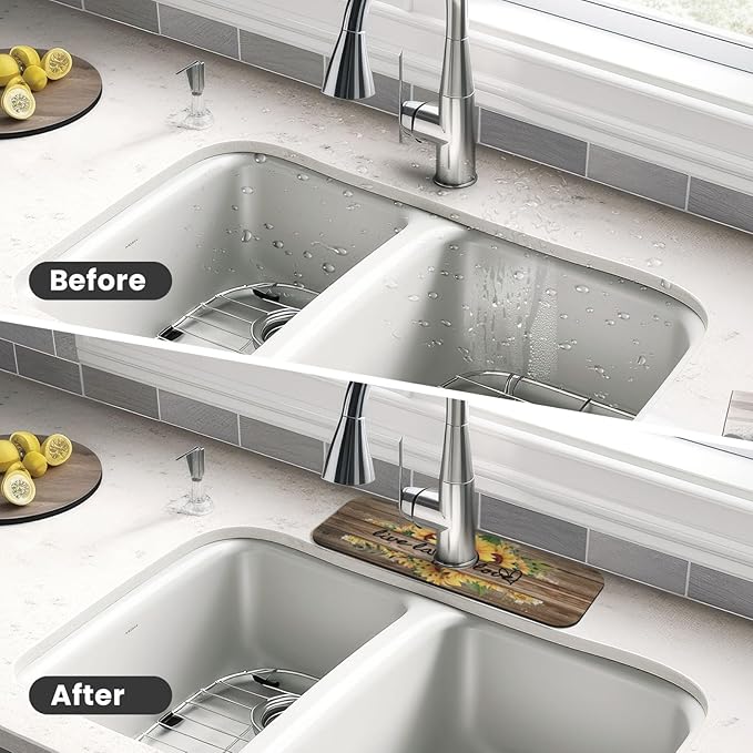 Sunflower On Board Rustic Yellow Summer Fall Live Laugh Love Kitchen Sink - Image 4