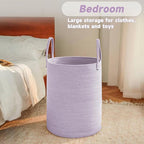 Large Woven Laundry Basket Hamper, 60L Cotton Rope Storage Bin - Image 4
