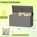Devoko 100 Gallon Outdoor Storage Box, Waterproof Resin Deck Box for Patio Furniture, Lockable Container for Garden Cushions & Pool Supplies (Light Brown, 100 Gallon) - Image 8