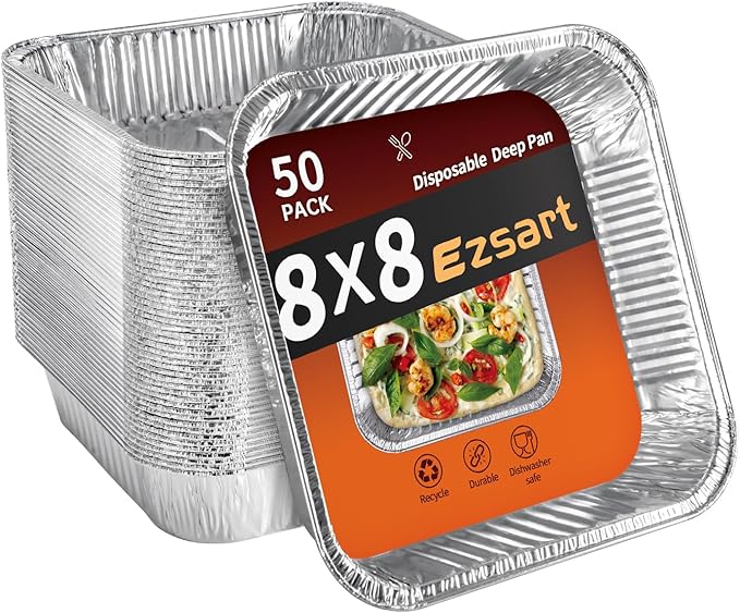 Aluminum Pans 8x8-50 Pack Disposable Baking Pans, 8 Inch Square Tin Foil Pans by Unknown
