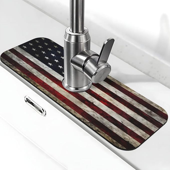 American flag Kitchen sink faucet pad, strong water absorption, anti slip by Unknown
