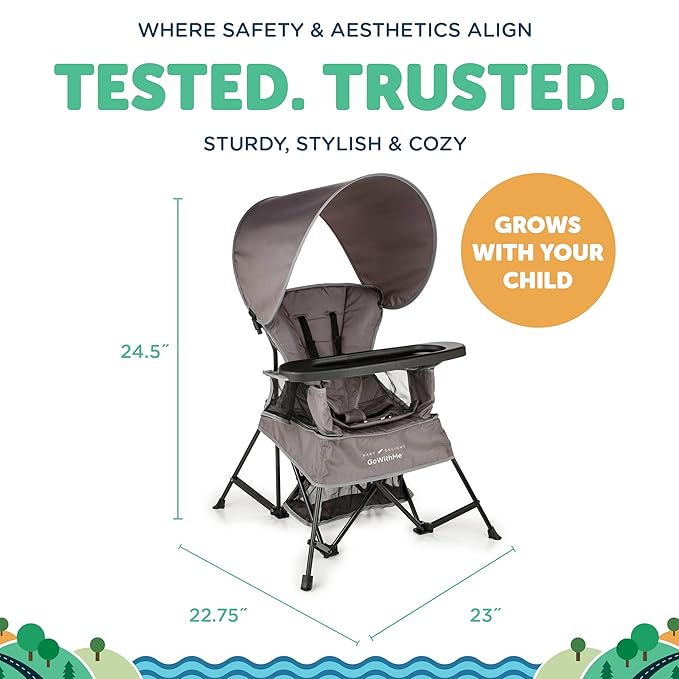 Baby Delight Go with Me Venture Portable Chair | Indoor and Outdoor | Sun Canopy | 3 Child Growth Stages | Grey - Image 4
