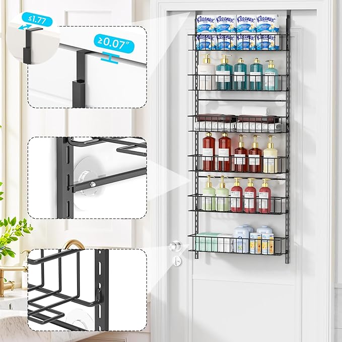 6-Tier Pantry Door Oragnizer, Over The Door Pantry Organizer Rack and Storage - Image 6