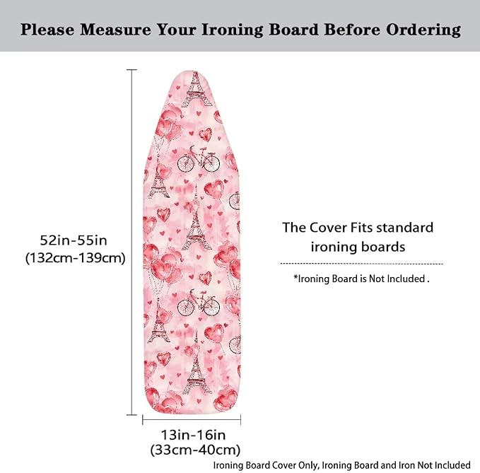 Heart Design Ironing Board Cover and Pad 15 x 54 Thick Padding - Image 5