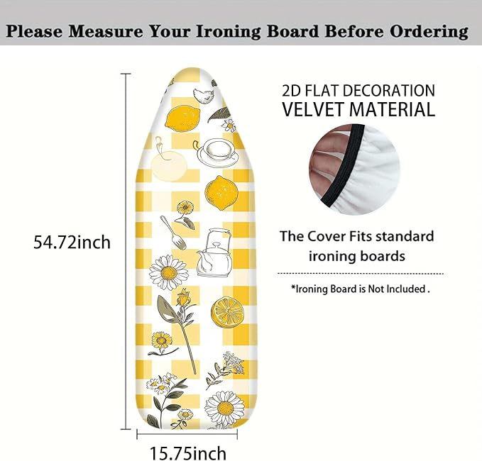 Nuxovilar Yellow Gingham with Lemons & Daisies Ironing Board Cover, This Cover - Image 4