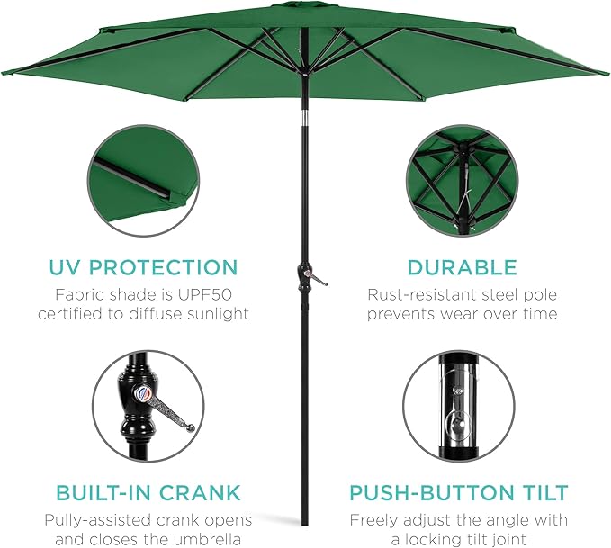 Best Choice Products 10ft Outdoor Table Compatible Steel Polyester Market Patio Umbrella w/Crank and Easy Push Button Tilt - Image 5