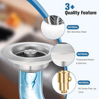 2 Pack Sink Drain Strainer Kitchen Sink Drain Strainer&Sink Stopper, Stainless - Image 3