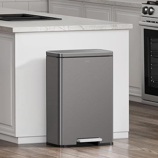 EKO Madison Gunmetal Stainless Steel 50 Liter/13.2 Gallon Step Trash Can - Image 9
