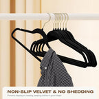 50 Pack Black Velvet Hangers, Coat Hanger Non Slip, Heavy-Duty, Space Saving - Image 3