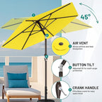 AreShark 7.5FT Patio Umbrella Table Market Umbrella with 6 Sturdy Ribs, Button Tilt/Crank Heavy-Duty Round Outdoor Umbrellas for Garden, Deck, Backyard,and Pool, Yellow - Image 4