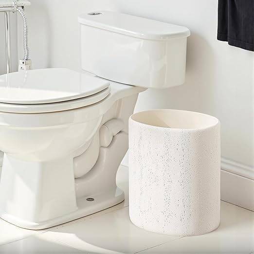 Trash Can, 1.6 Gallon Small Bathroom Trash Can, Simple Oval Stone Look Garbage - Image 5