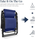Best Choice Products Oversized Padded Zero Gravity Chair, Folding Outdoor Patio Recliner, XL Anti Gravity Lounger for Backyard w/Headrest, Cup Holder, Side Tray, Polyester Mesh - Cobalt Blue - Image 5