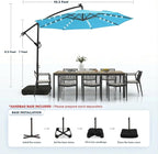 wikiwiki 10ft Solar LED Patio Umbrella with Base Included, Offset Umbrella with Weighted Sandbag Base, Cantilever Patio Umbrellas for Backyard, Garden & Deck, 32 LED Lights & Polyester Shade, Sky Blue - Image 5