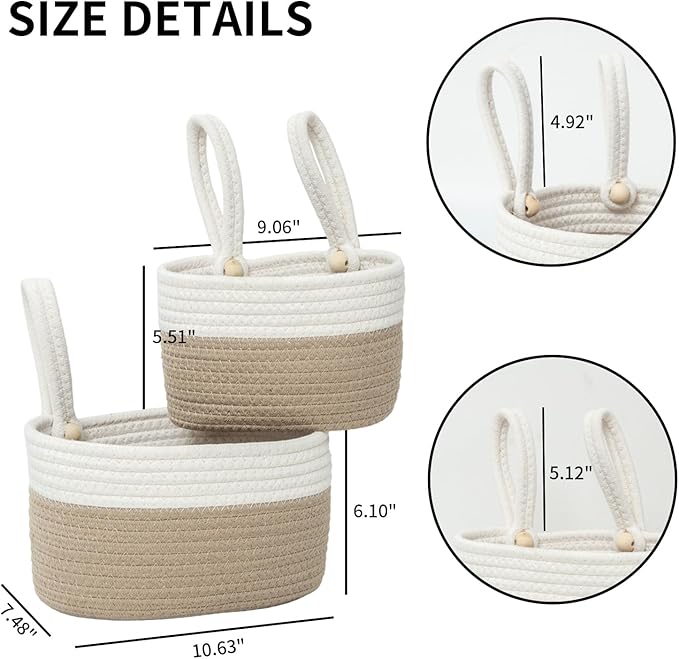 YAHUAN Cotton Hanging Basket for Organizing Hanging Wall Basket - Image 3