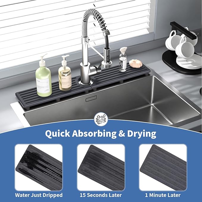 Kitchen Faucet Mat, Diatomite Sink Faucet Mat Splash Guard - Image 5