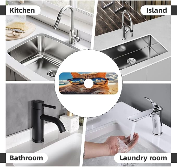 Sunshine Beach Cat Cases Kitchen sink faucet pad, strong water absorption - Image 8