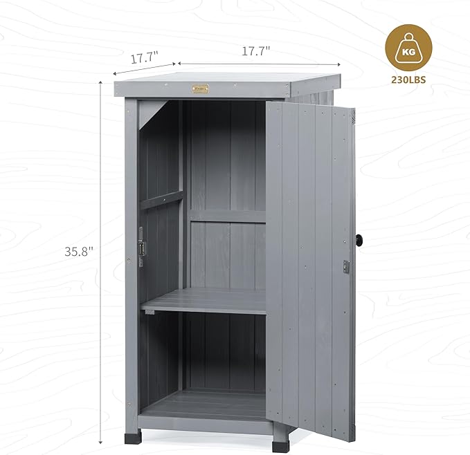 HABAU Outdoor Storage Cabinet for Patio, Garden Potting Bench Table with Shelves & Metal-Tabletop, Wooden Planting Work Station, Weatherproof - Image 3